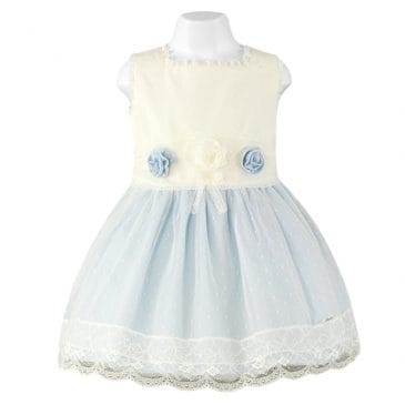Vestido Infantil con tul de plumeti en beige de Miranda (Ref. 23/0214/V)
