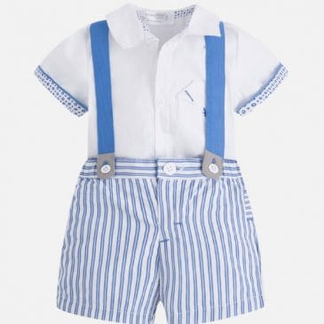 Conjunto camisa, pantalon corto rayas y tirante. Mayoral-New Born (Ref. 1224)