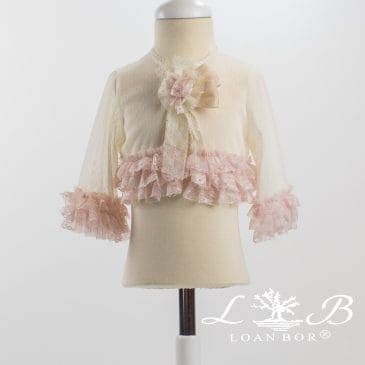 Chaqueta Ceremonia Manga Francesa en Tul Plumeti y Encaje. Loan Bor (Ref.1918634)