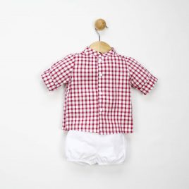 Conjunto Camisa Cuadros y Pantalon Corto Lino. Confecciones Popys (Ref. 20710)