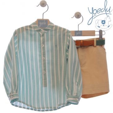 Conjunto Camisa, Bermuda Corta y Cinturón . Familia Pensamiento. Yoedu