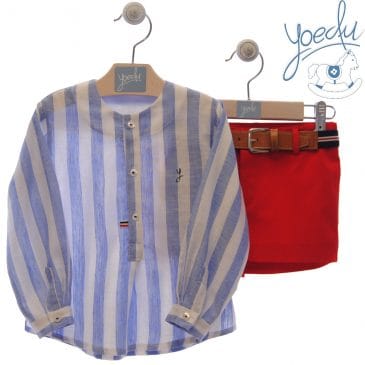 Conjunto Camisa, Bermuda Corta y Cinturón . Familia Camelia. Yoedu