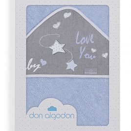 Capa de Baño Love You Azul 100% Algodon. Don Algodon (Ref. D 1201)