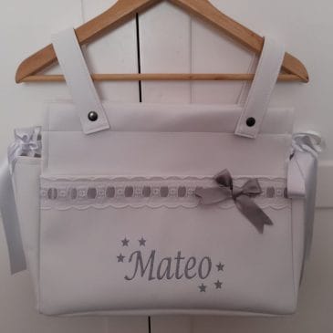 Bolso Panera Polipiel Con Nombre Personalizado y Puntilla (Varios Colores)