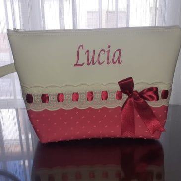 Neceser Polipiel y Tela Con Nombre Personalizado (Varios Colores)