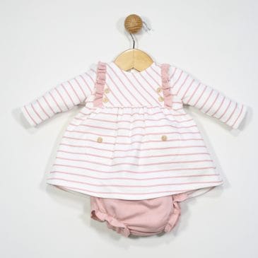 Vestido de Bebe en Algodon con Estampado de Rayas . Confecciones Popys (Ref.25263)