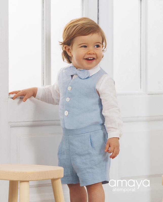 Conjunto Ceremonia Bebe de Camisa y Pantalón Azul. Amaya