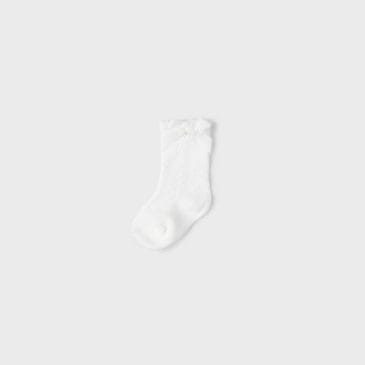 Calcetin Alto Calado en Hilo Tono Crudo. Mayoral New Born. Ref (9481)