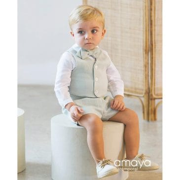 Conjunto Ceremonia Bebe Verde Agua. Artesanía Amaya