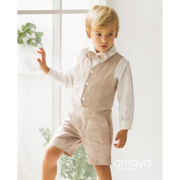 Conjunto Niño Arras en Lino Maquillaje. Artesanía Amaya