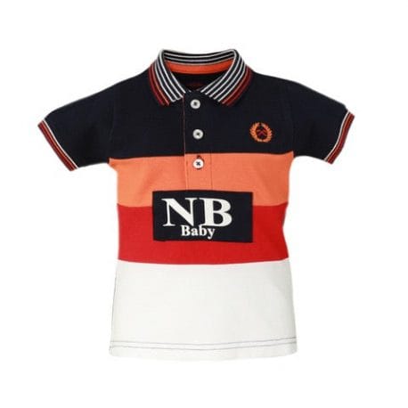Polo infantil Miranda de manga corta en tonos marino, coral, rojo y blanco. Polo infantil Miranda multicolor para niño con manga corta