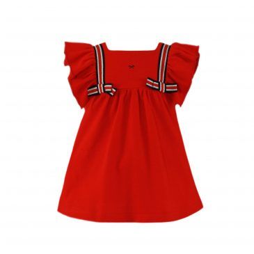 Vestido Bebe Rojo con Volantes en Hombros.