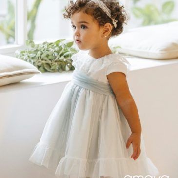 Vestido Bebé Tul Verde Agua Artesanía Amaya