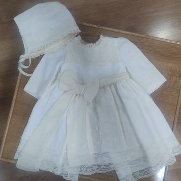 Vestido de Lino con M/F y Capota (Ref.23194)