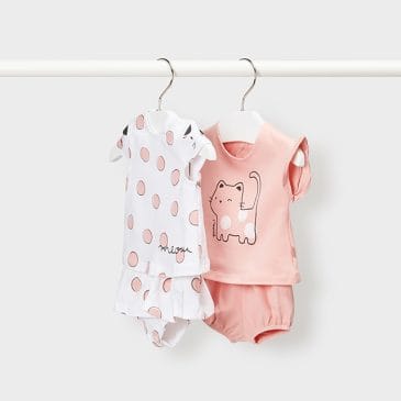 Set de 2 Conjuntos Cortos Blusa y Ranita Rosa