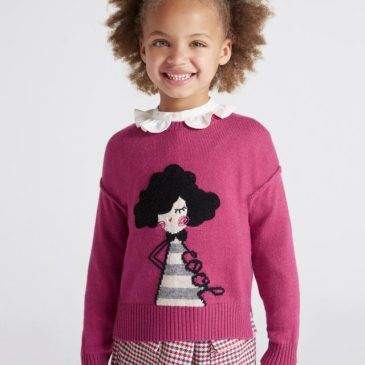 Jersey Intarsia Niña Rosa Frambuesa. Mayoral