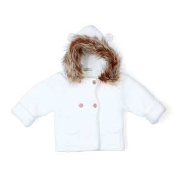 Chaqueta Doble Punto Blanco con Capucha. Popys