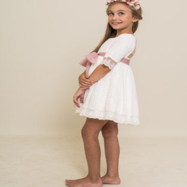 Vestido Etamin Lunar Espalda Encaje Ormiga