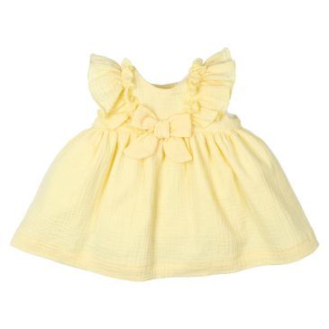 Vestido Liso Amarillo con Volante.Confecciones Popys