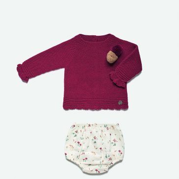 Conjunto Punto Lana Rioja y Braga Setas. Juliana