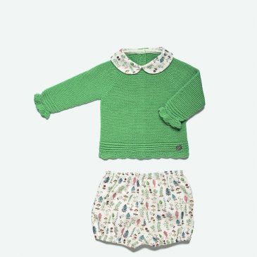 Conjunto Punto Lana Verde y Braga Bosque. Juliana