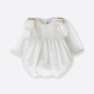 Pelele Bebe M/L Bordado Crudo Amaya