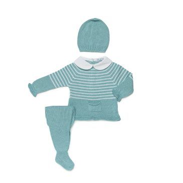 Conjunto Punto Polainas Rayas Verde Lago. Juliana