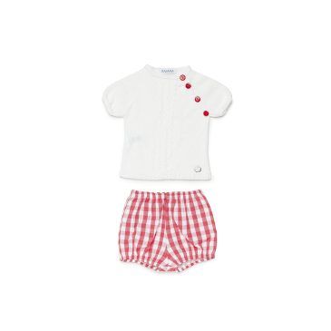 Conjunto Punto con Ranita Cuadros Rojos. Juliana