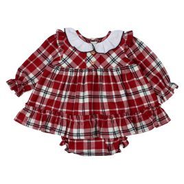 Vestido Bebe Cuadro Rojo y Braga. Popys