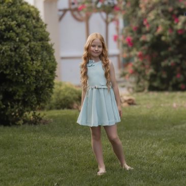 Vestido Niña Tela Caida Verde. Miranda