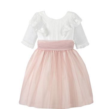 Vestido Arras Niña M. Codo Rosa. Amaya