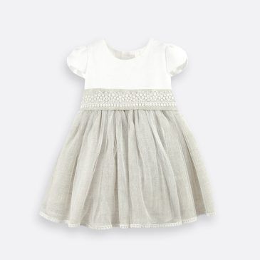 Vestido Bebe En Lino Y Tul Tostado Amaya