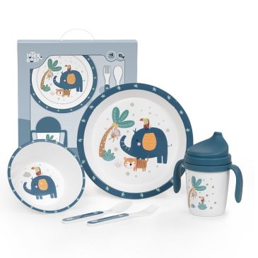 Vajilla 5 pzas. Jungla Azul. Interbaby