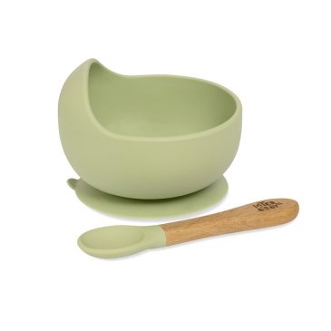 Cuenco con Ventosa con Cuchara Verde. Interbaby