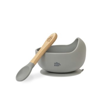 Cuenco con Ventosa con Cuchara Gris. Interbaby