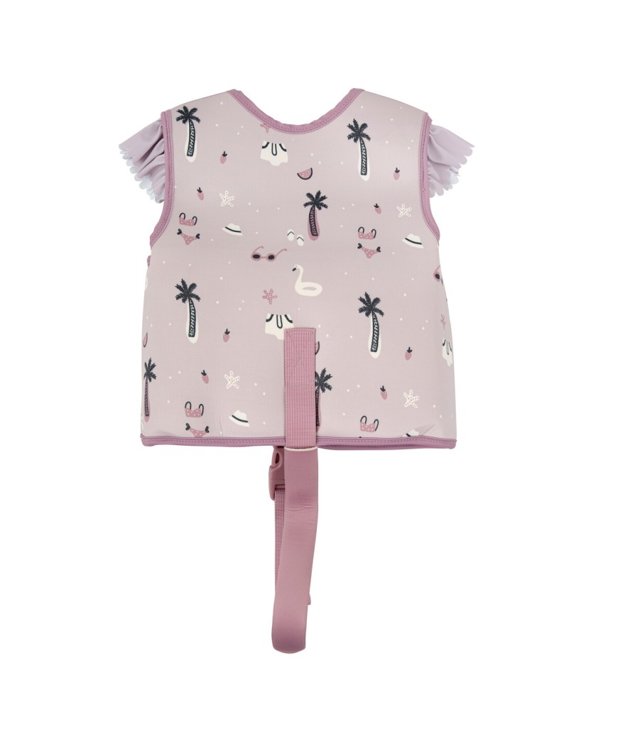 chaleco flotacion infantil rosa trasera correa ajuste