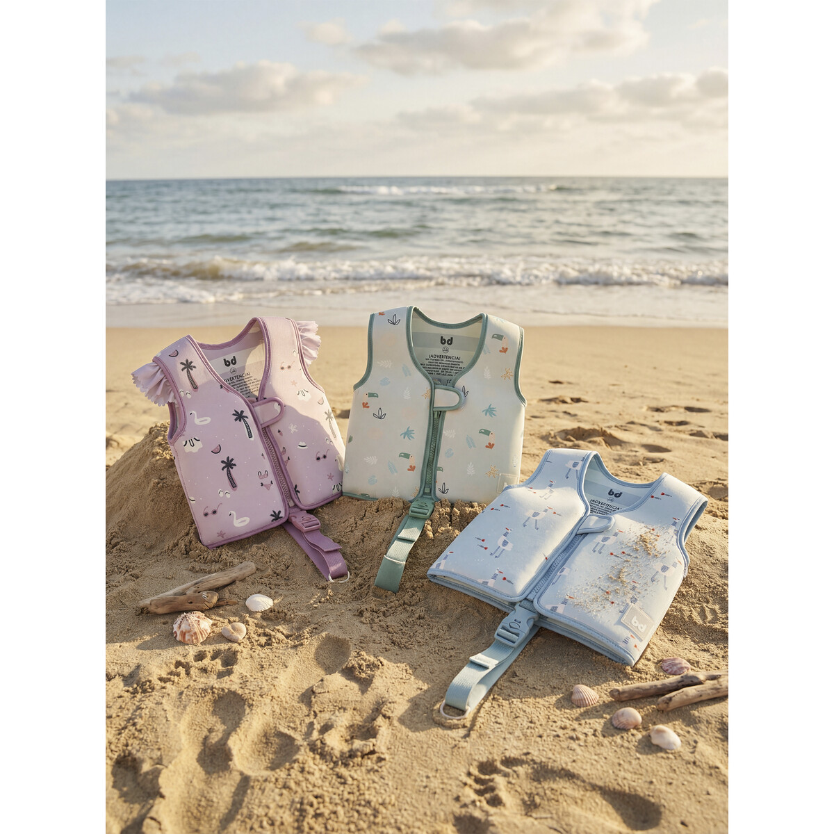 Colección de chalecos flotador bebé para piscina y playa en diferentes colores y diseños. chalecos flotador bebe piscina y playa coleccion verano infantil