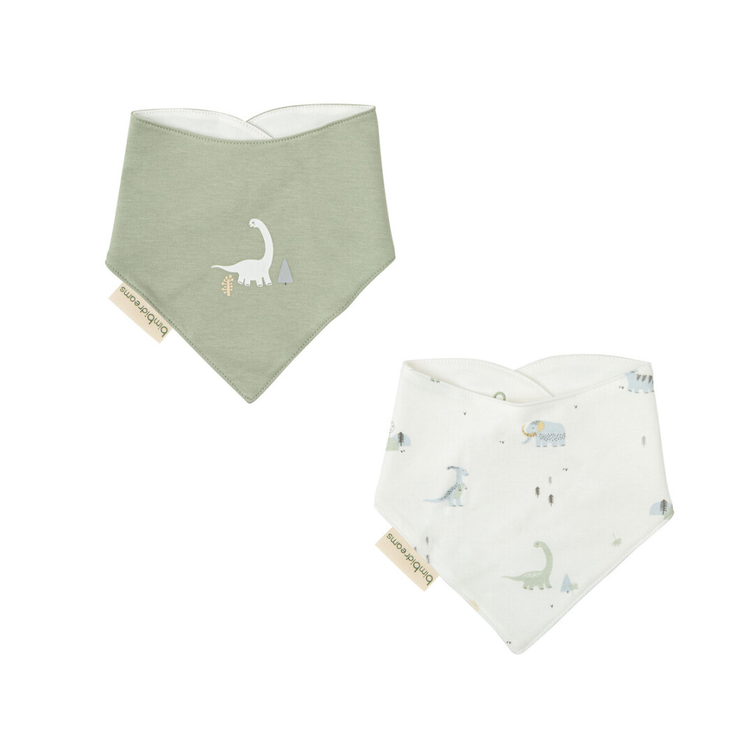 pack 2 bandanas bebé algodón dinosaurios trex