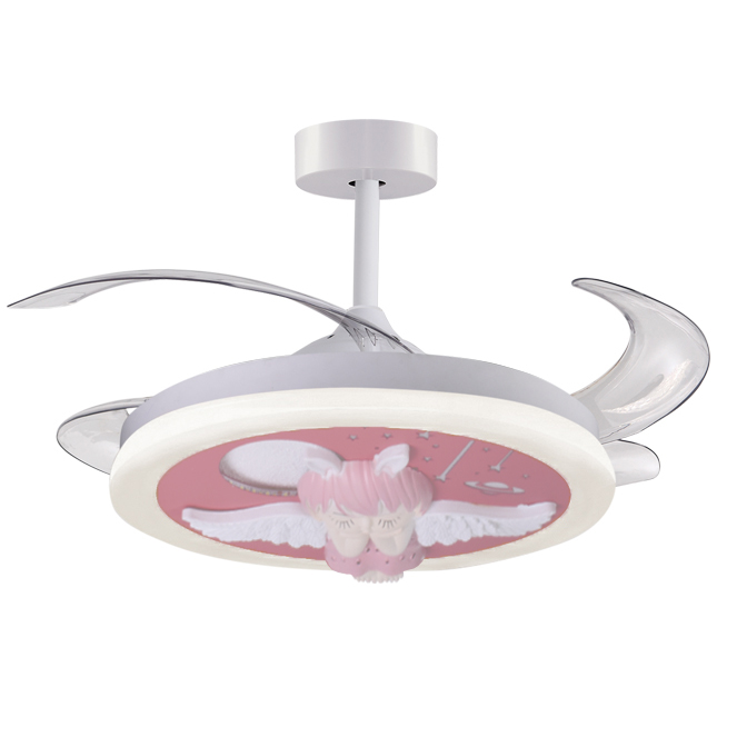 Ventilador de techo infantil Ángel rosa con luz LED