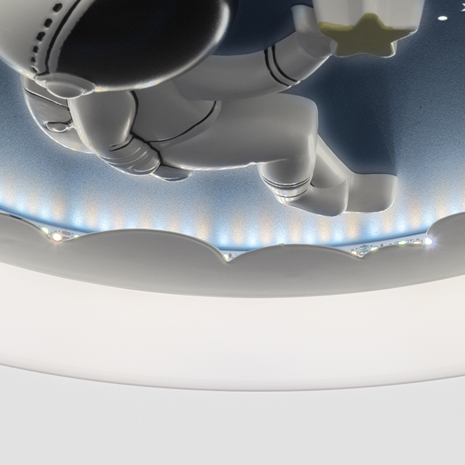 Figura decorativa astronauta. Detalle astronauta ventilador Houston