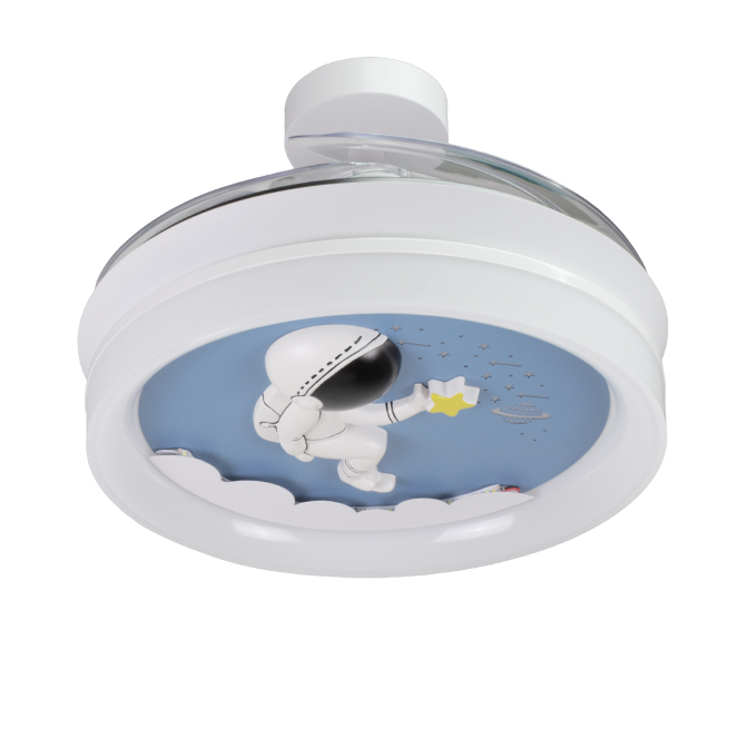 Diseño compacto apagado. Ventilador Houston aspas retráctiles cerradas