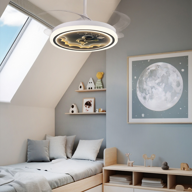 Ideal para dormitorios infantiles. Ventilador de techo infantil Houston instalado